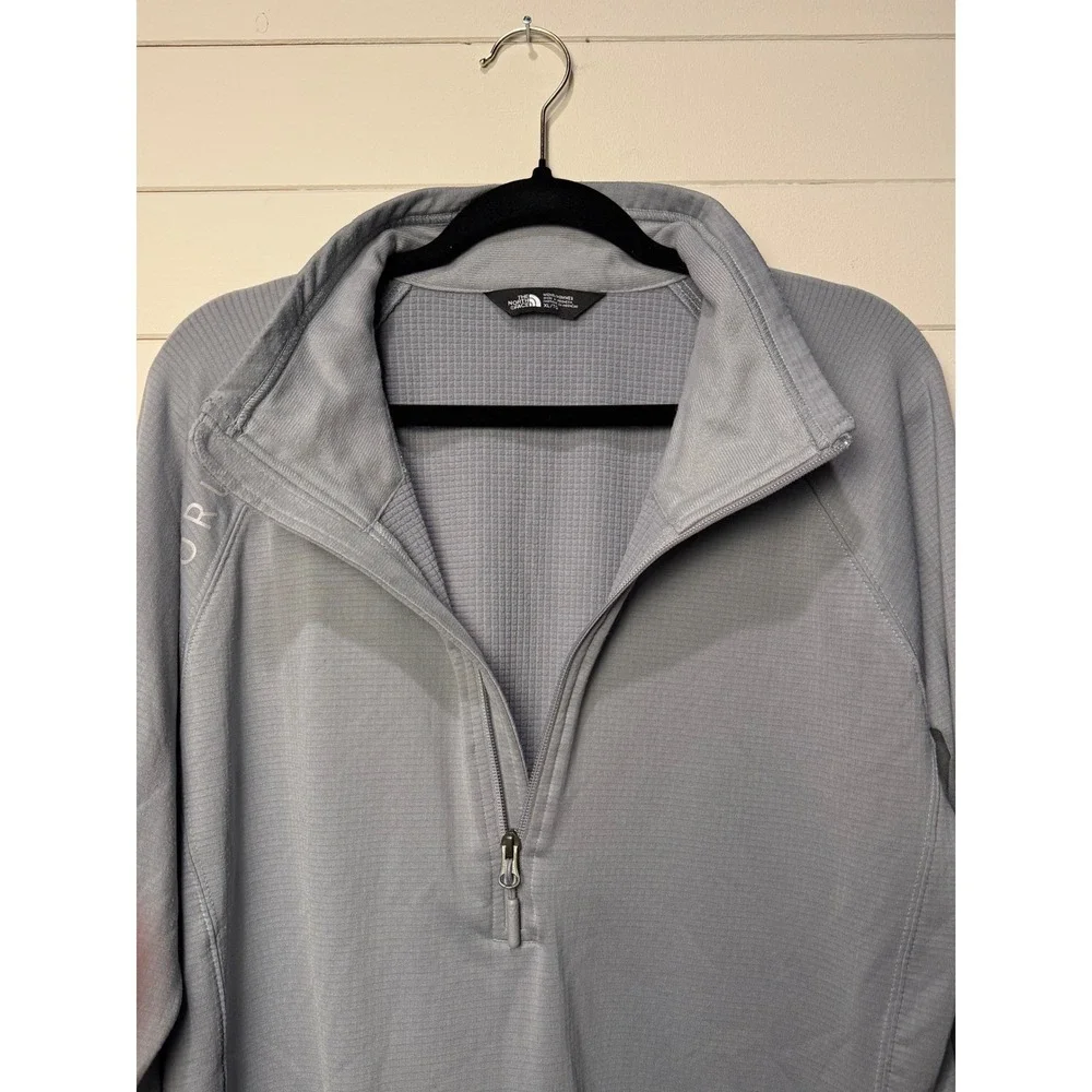 The North Face Echo Rock 1/4 Zip Mens XL Grey Waffle Grid Fleece Pullover Jacket
